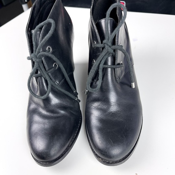 Cole Haan Womens 10 B Wedge Leather Lace Up Ankle Booties Boots Black - Picture 4 of 12